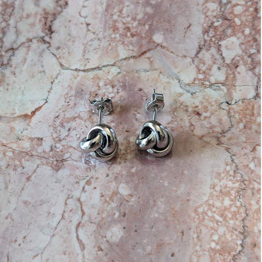 Vintage 14k White Gold Italy Love Knot Stud Earrings 0.62g