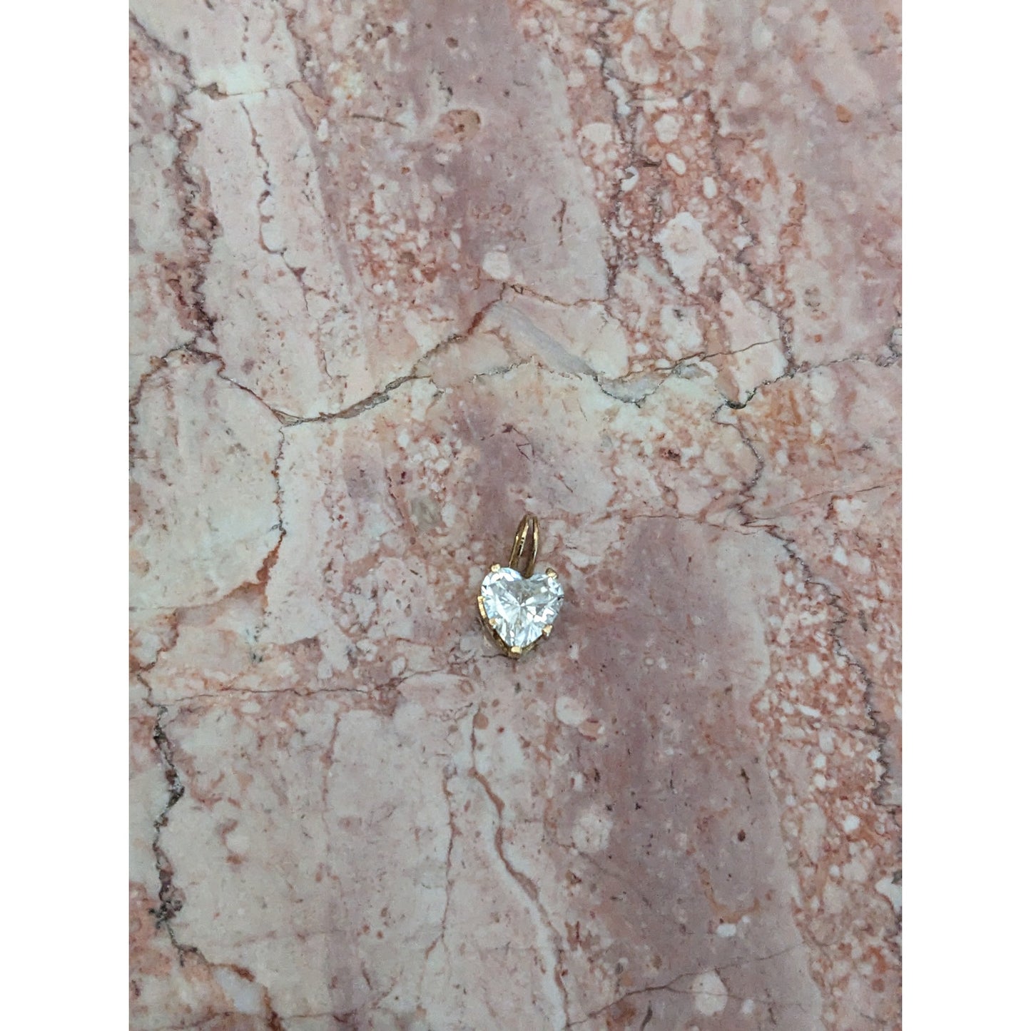 Estate 14k Yellow Gold Tiny Dainty Heart Shaped CZ Pendant