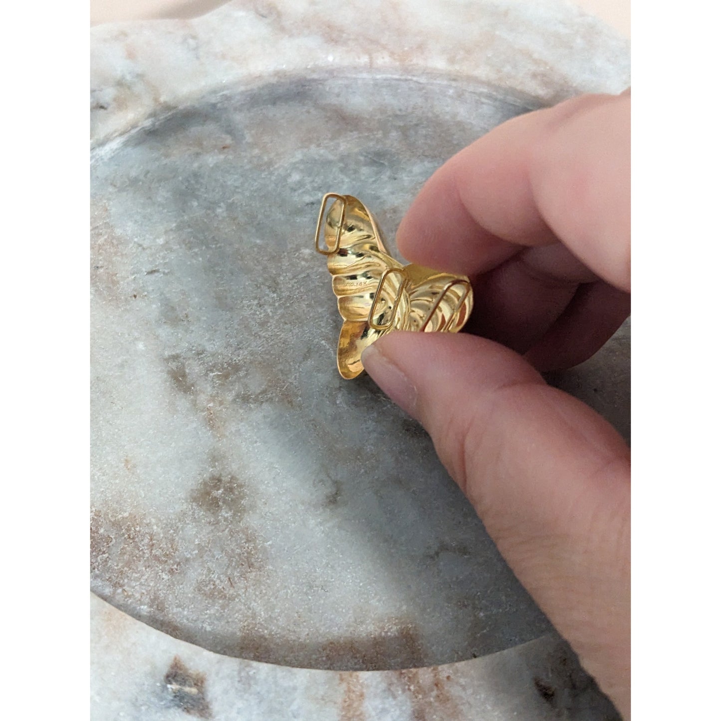 Vintage 14K Yellow Gold Angel Wing Slide Charm Pendant