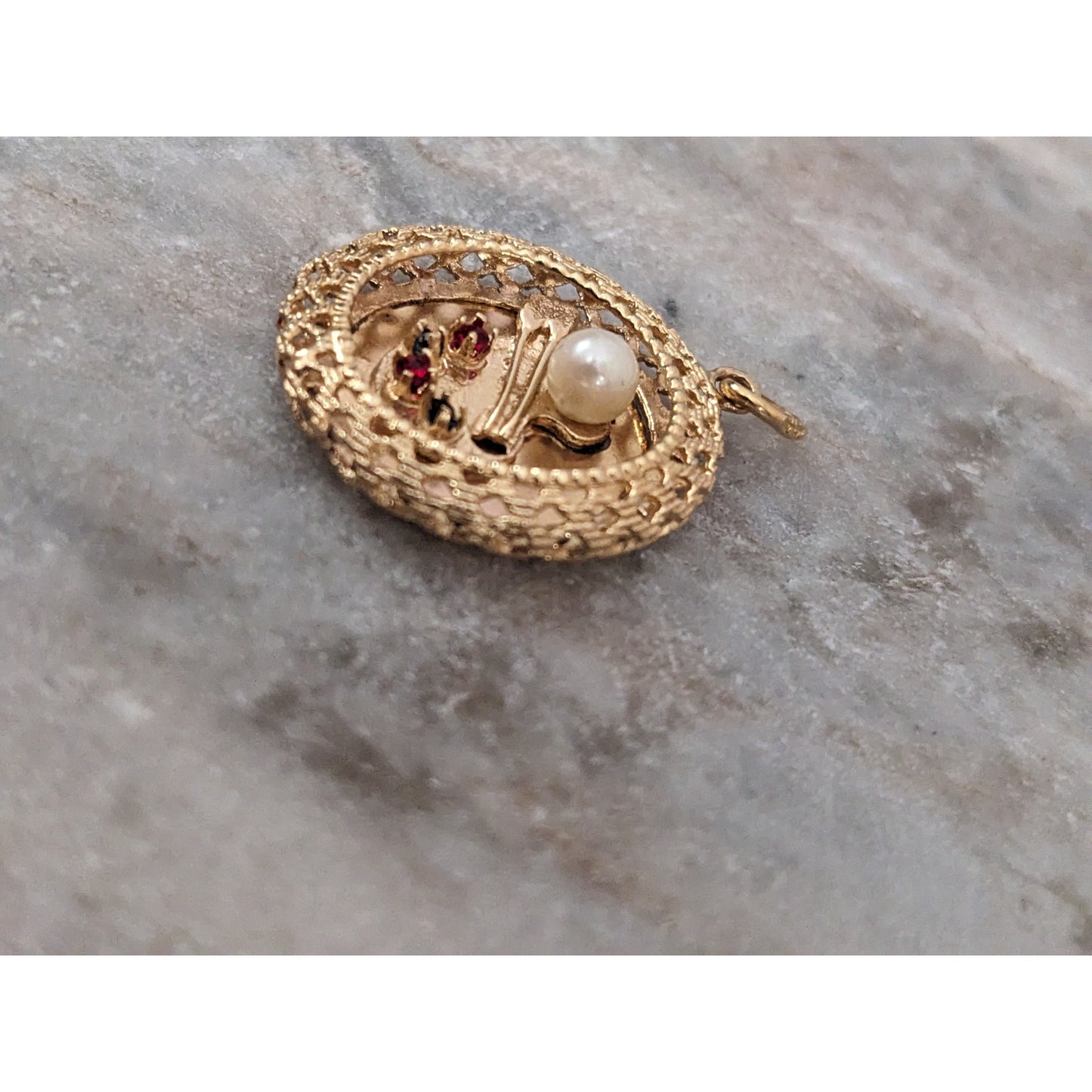 Vintage 14k Yellow Gold Art Paint Pallet Charm with Gems Pendant