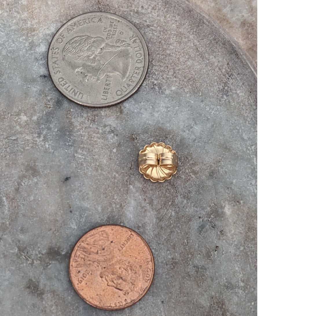 Estate 14k Solid Yellow Gold Earring Friction Back Finding (Single Piece)