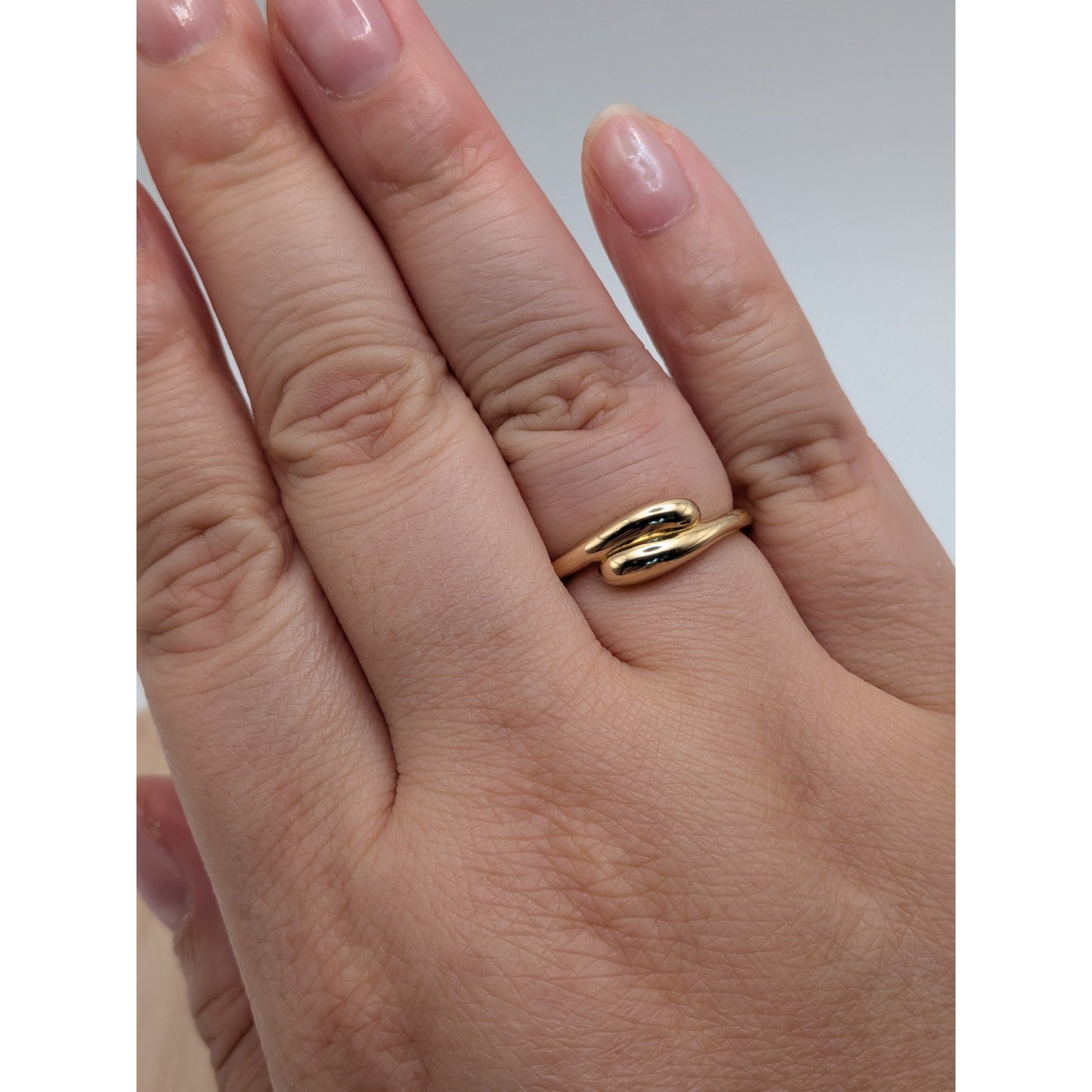 Estate 14k Yellow Gold Double Dome Teardrop Ring Size 6.5