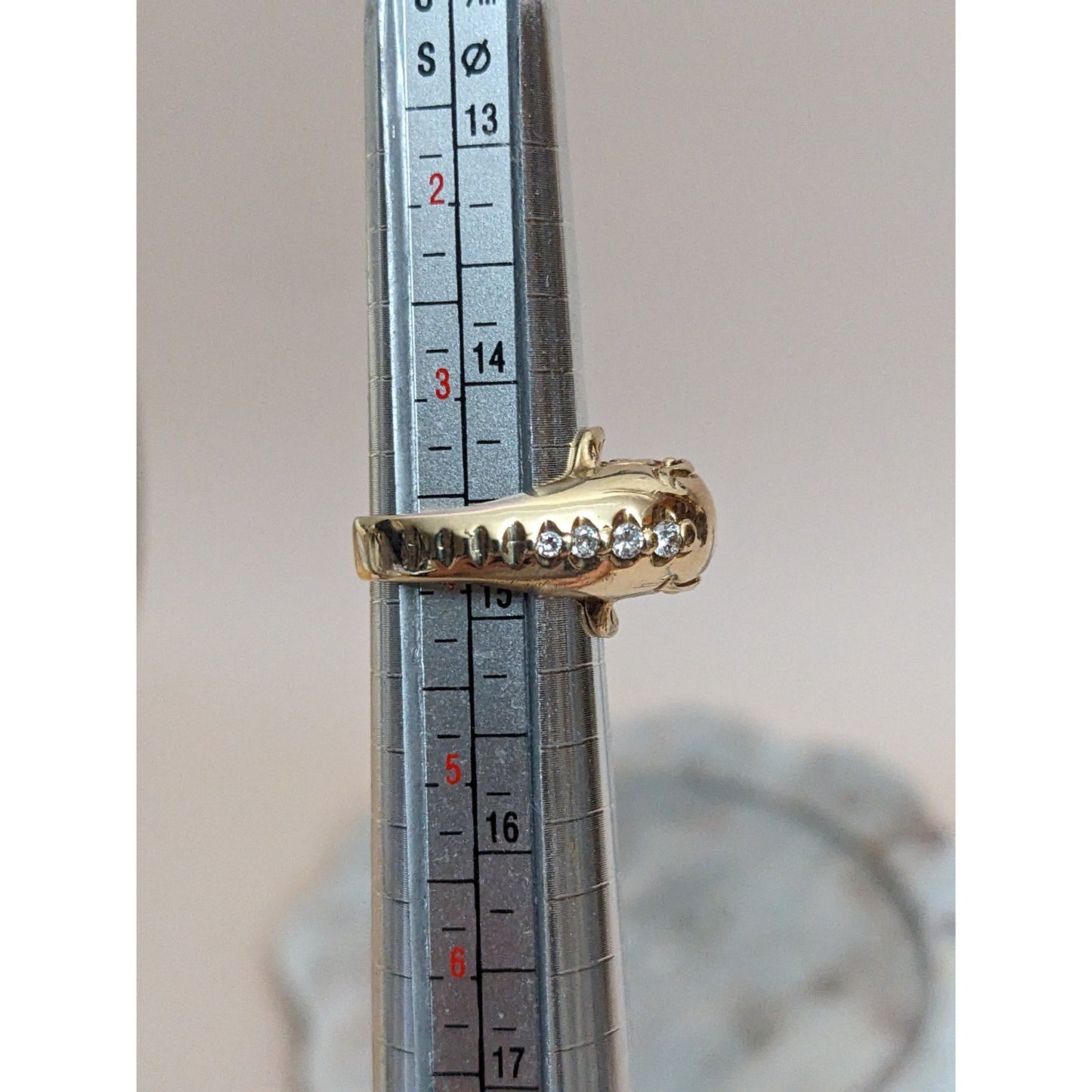 Vintage 10k Yellow Gold Dolphin with Diamond Accent Ring Size 4