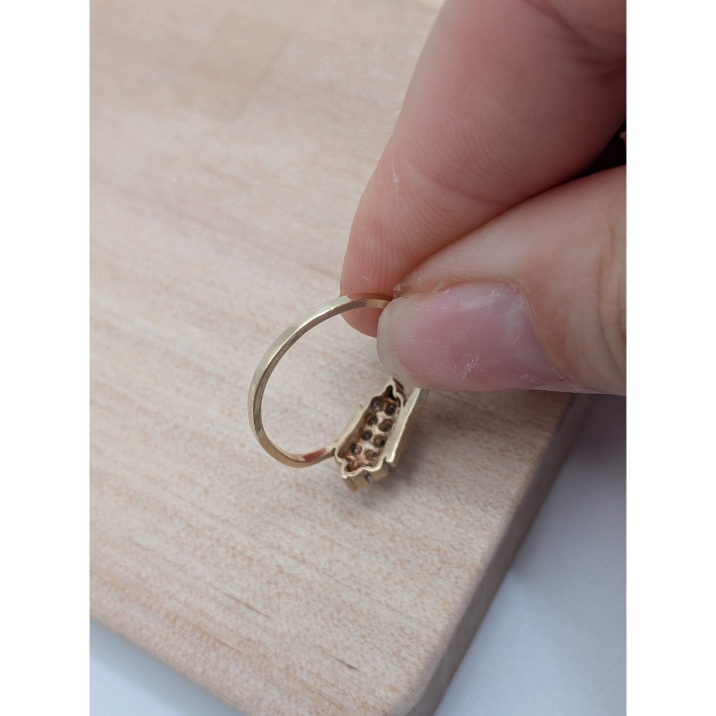Vintage 10k Yellow Gold Diamond Cluster Ring Size 5.75