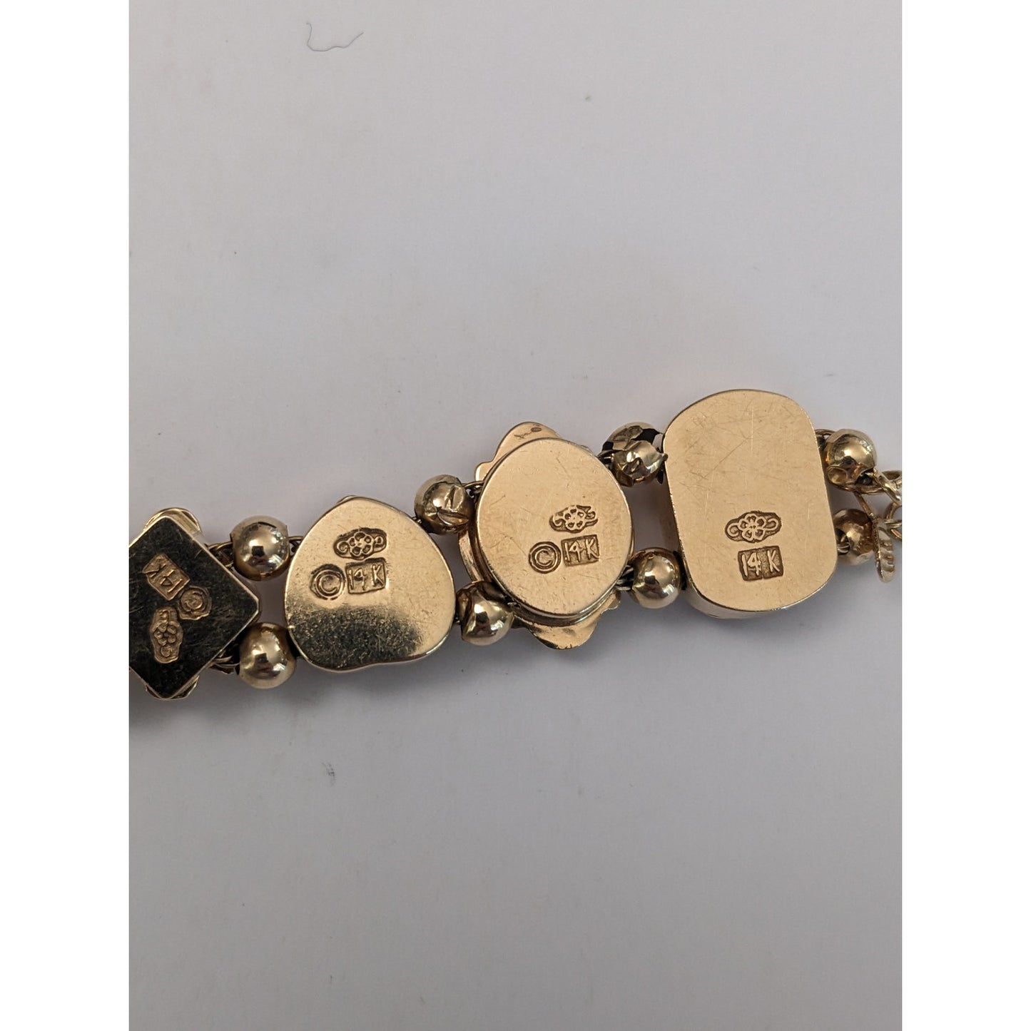 FLAW Vintage 14k Solid Gold Multi-Gemstone Slide Estate Bracelet