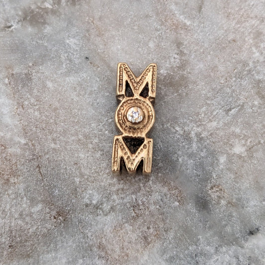 Vintage 14k Yellow Gold Richard Klein "MOM" Diamond Accent Slide Charm