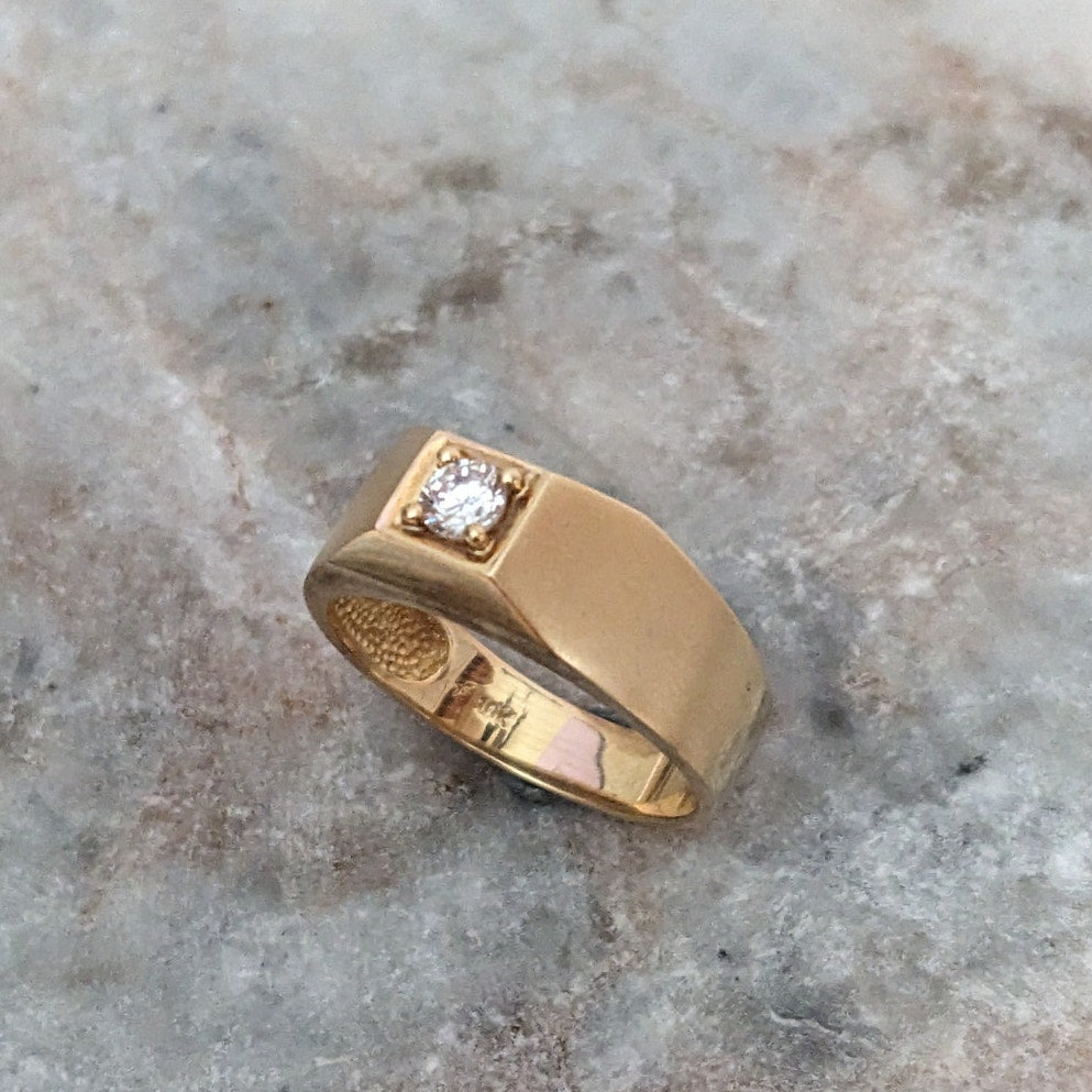 Vintage 10k Yellow Gold White Stone Accent Ring Size 10