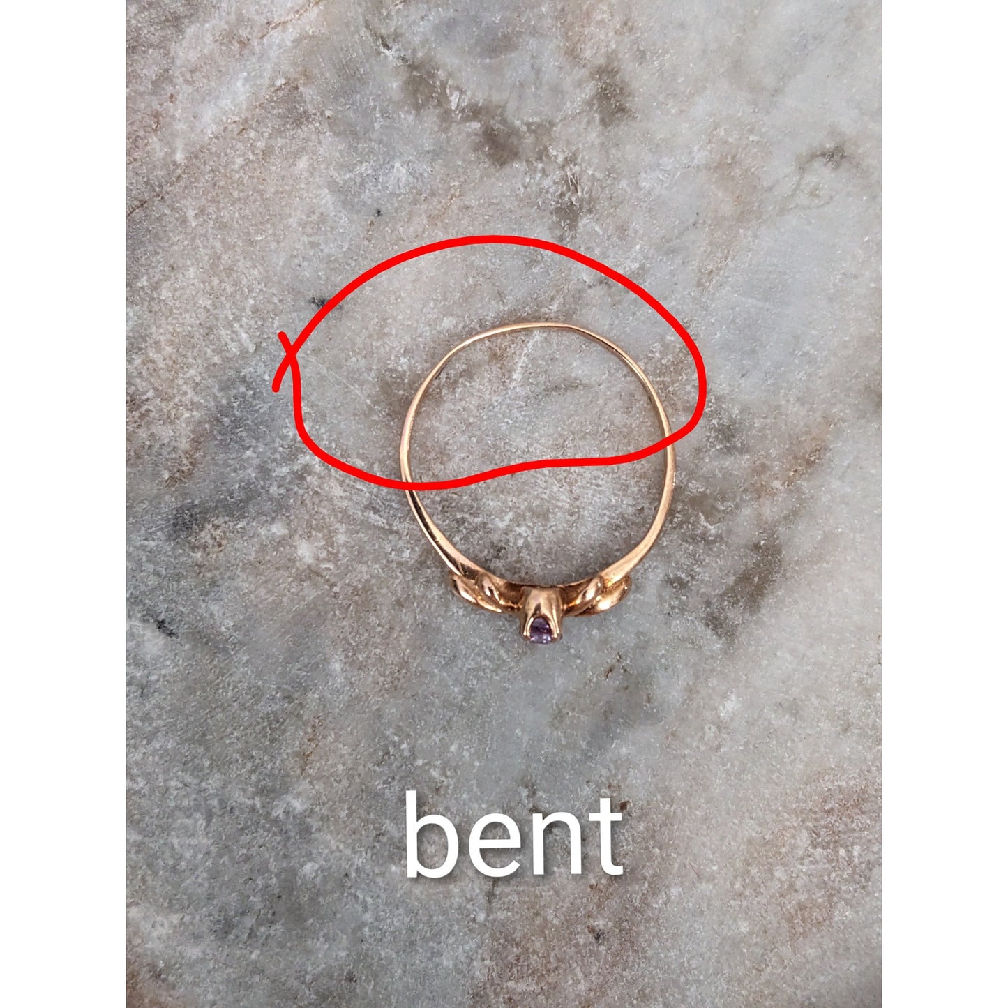 Estate 14k Rose Gold Dainty Purple Stone Tiara Ring Size 7.75