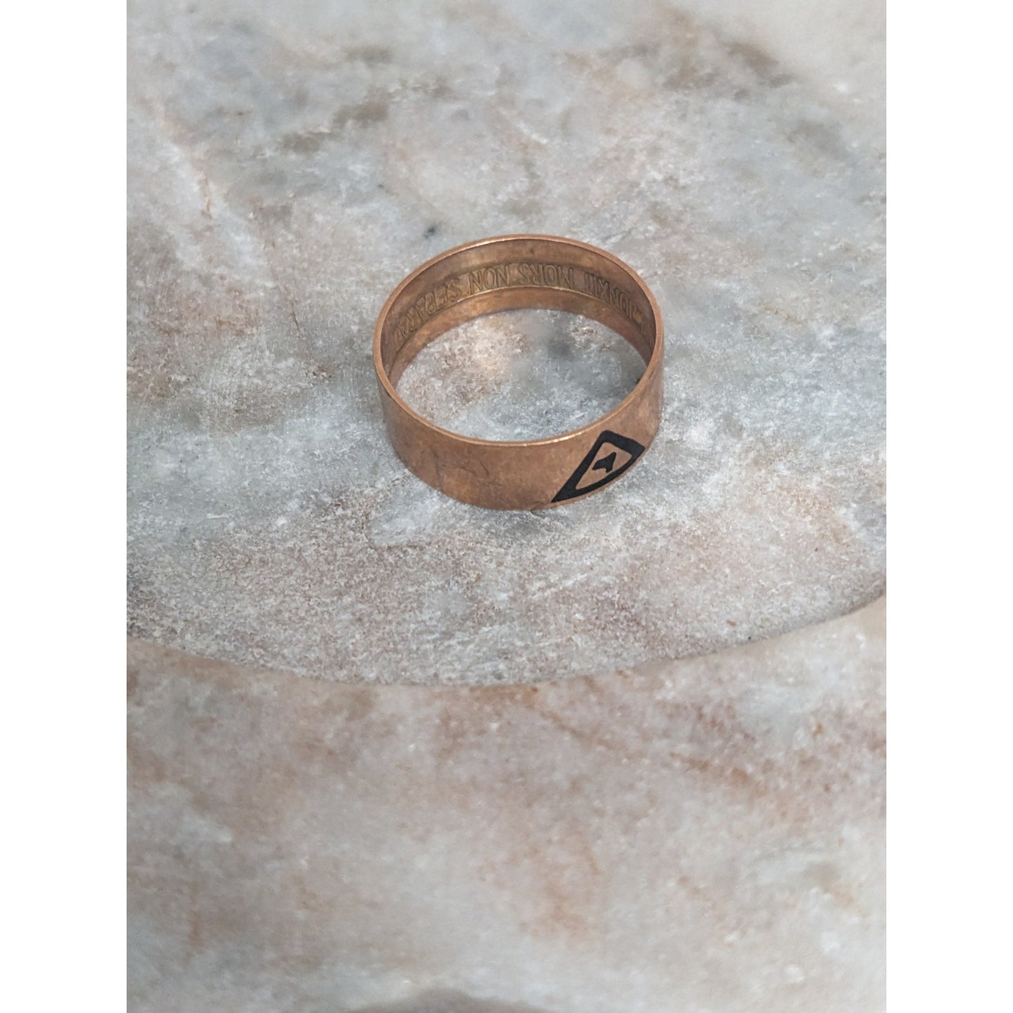 Vintage 10k Rose Gold 14th Degree Scottish Rite Masonic Ring Latin Motto Size 11