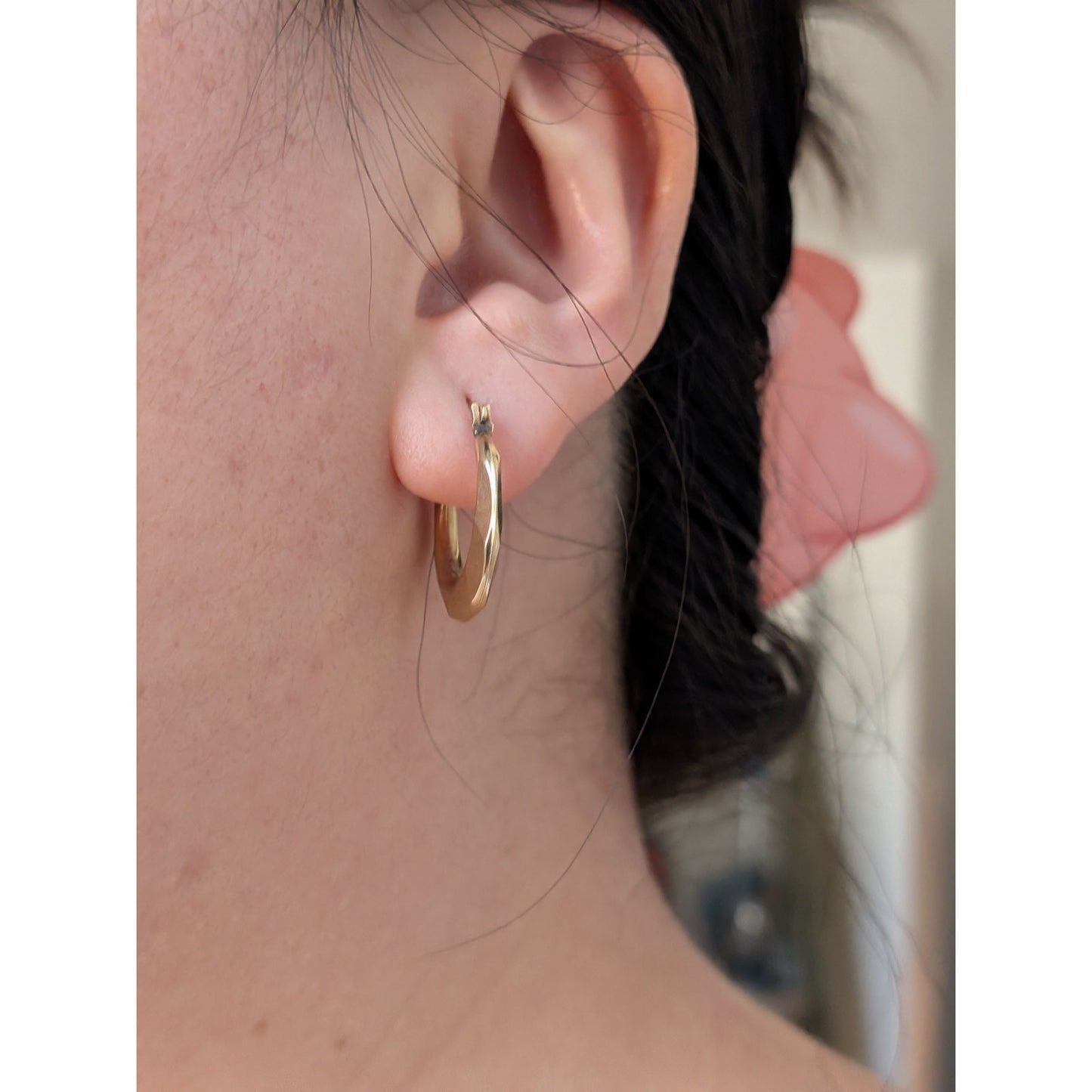 Vintage 10k Yellow Gold Lightweight Hollow Geometric Hoop Earrings