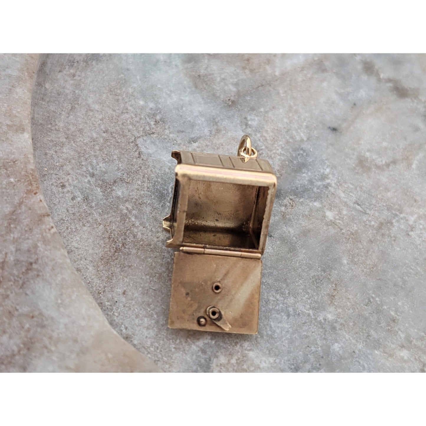 Vintage 14k Yellow Gold Articulated Miniature Safe Vault Charm Pendant