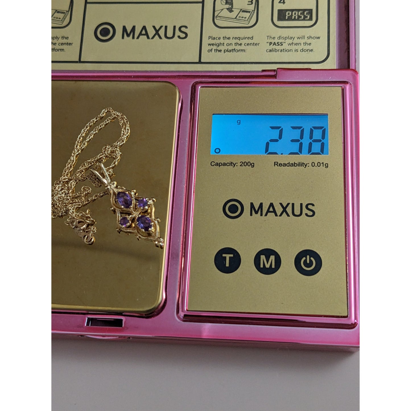 Estate 14k Yellow Gold 16in Necklace with Purple Amethyst Pendant