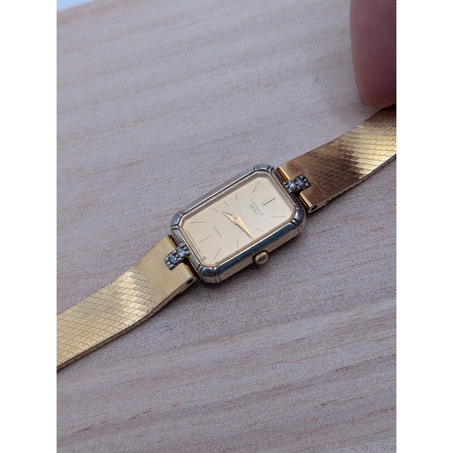 Vintage Seiko Lassale Quartz Gold Tone Watch 6.5in Working