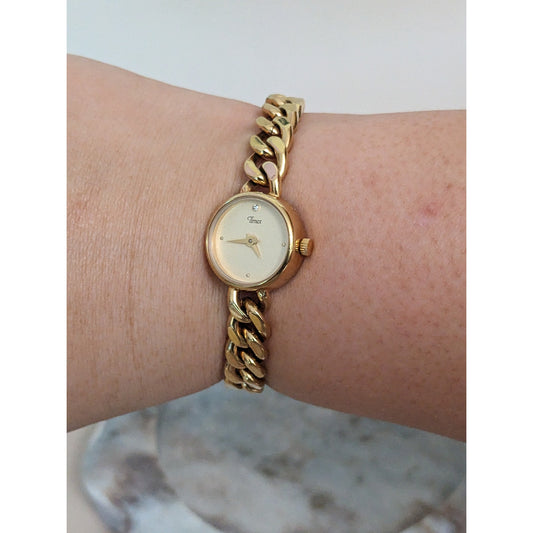 Vintage Andre Mouche Silver Tone Bangle Watch with Blue Floral Enamel Working