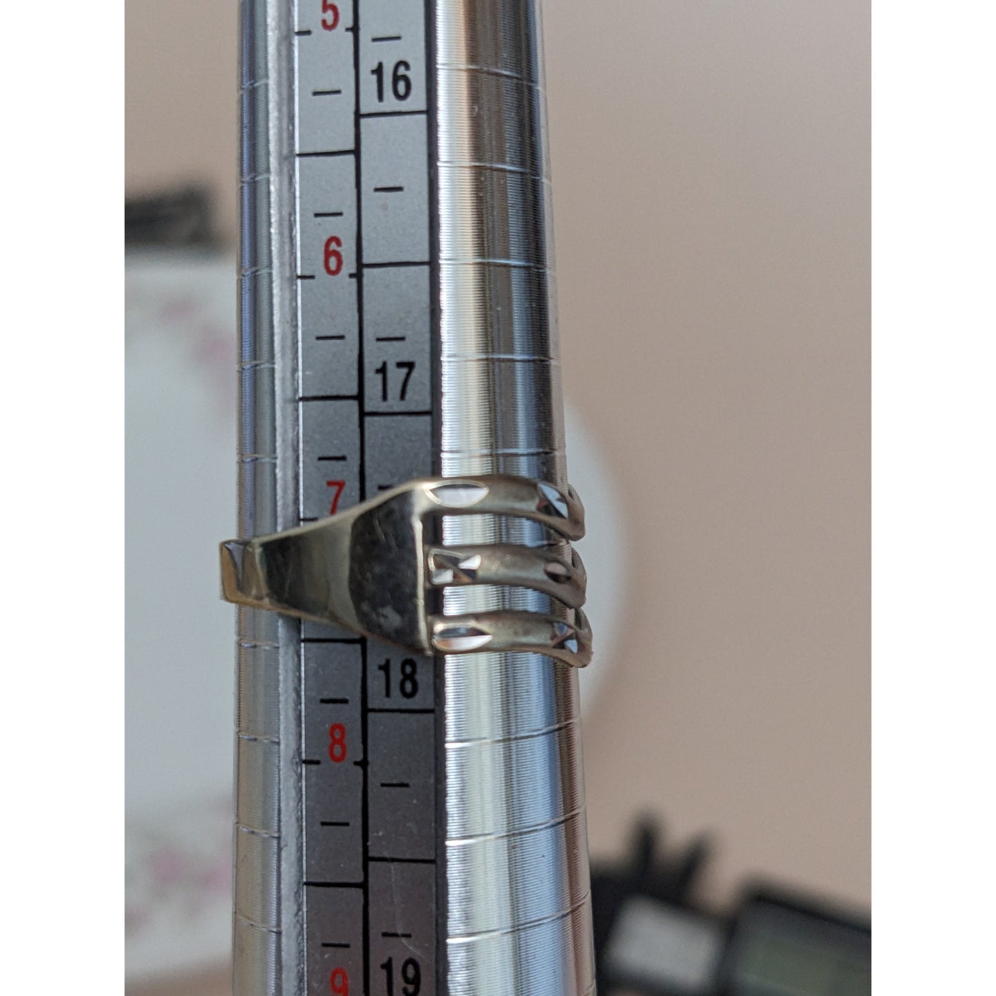 Vintage 14k White Gold Wave 3 Layer Ring Size 7