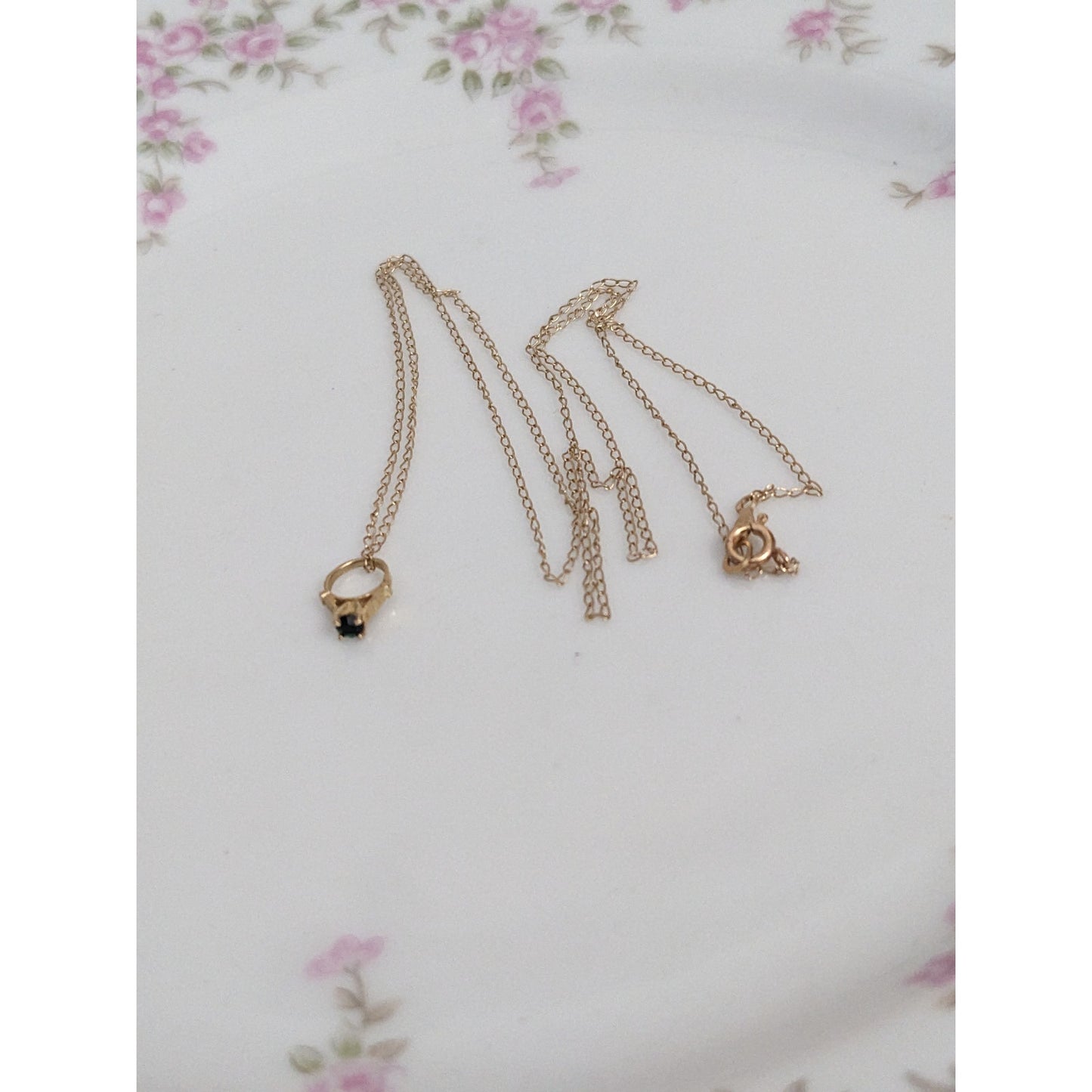 Vintage 14k Ultra Dainty Ring Charm with Necklace