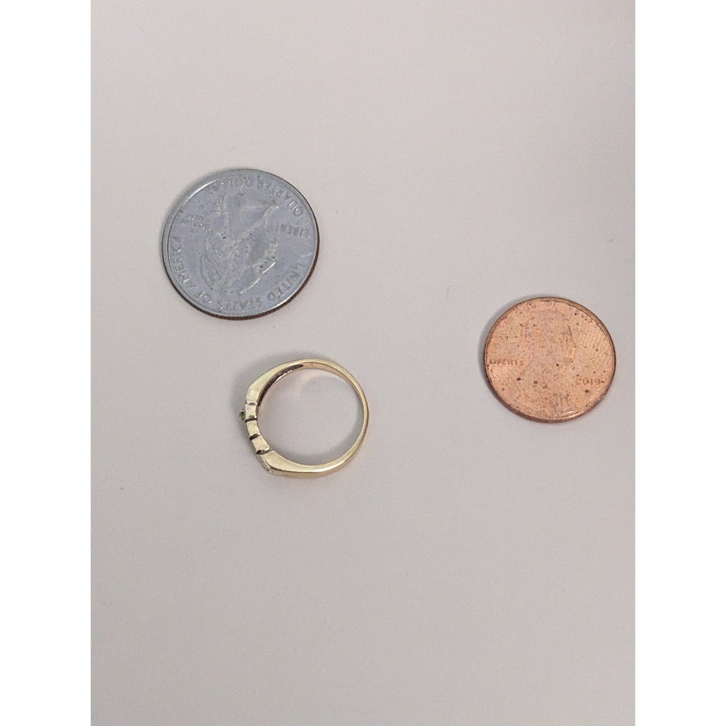 Vintage 14k Yellow Gold "LOVE" Dainty Diamond Accent Ring Size 4.5 US