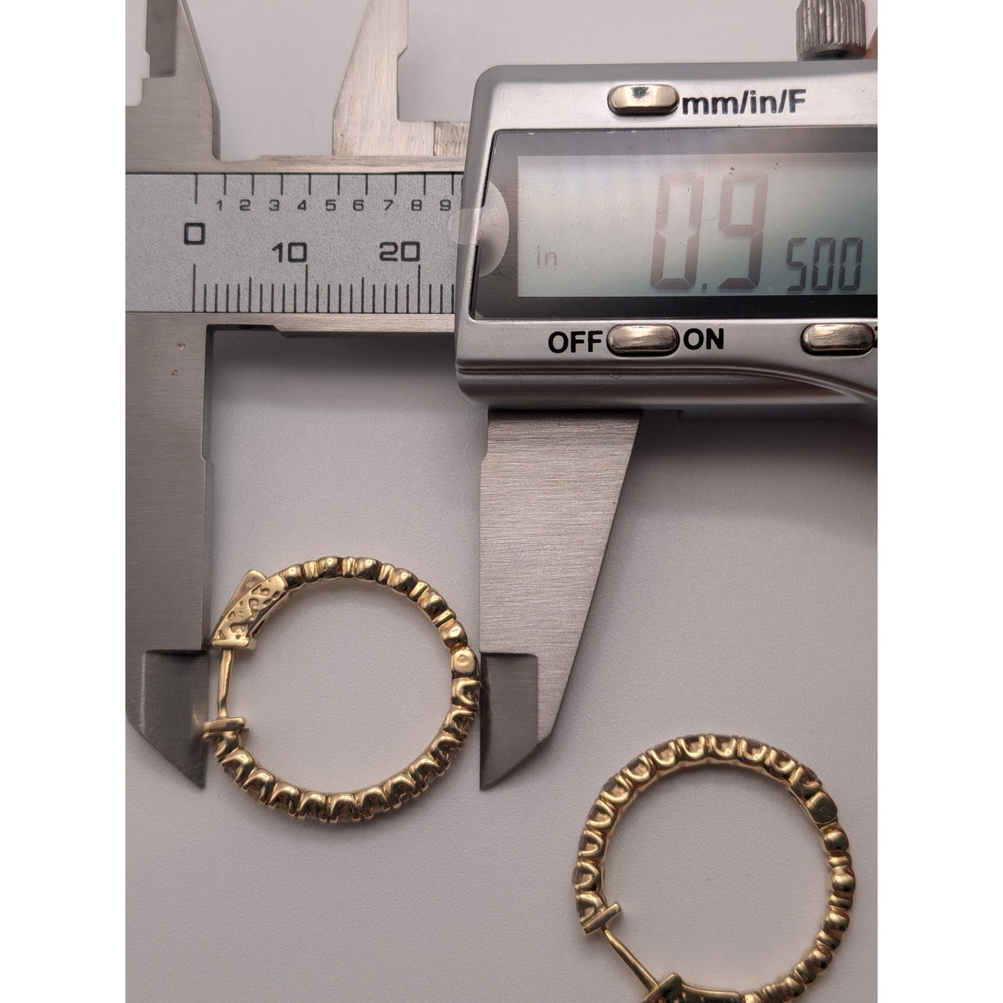 Vintage 14k Yellow Gold Huggie Hoop Earrings with Round Diamonds