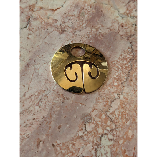 Vintage 14k Yellow Gold Modernist Medallion Cutout Pendant NO BAIL