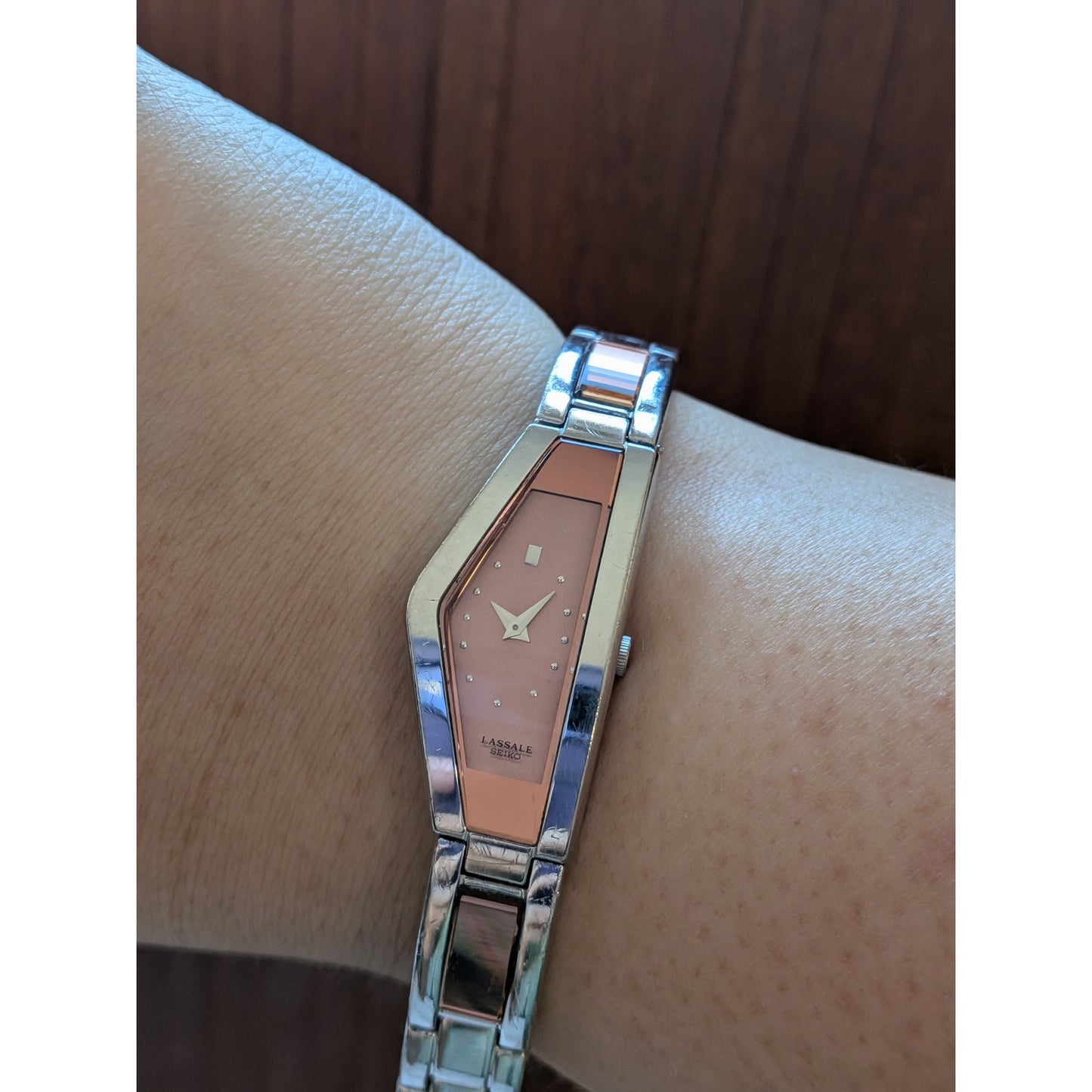 Vintage 1990 Seiko Lassale Geometric Ladies Watch w/Burgundy Dial