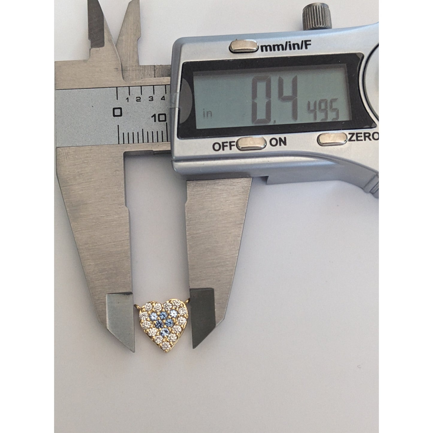 Custom 18k Yellow Gold Mini Heart Benitoites and Diamonds Cluster Charm Pendant