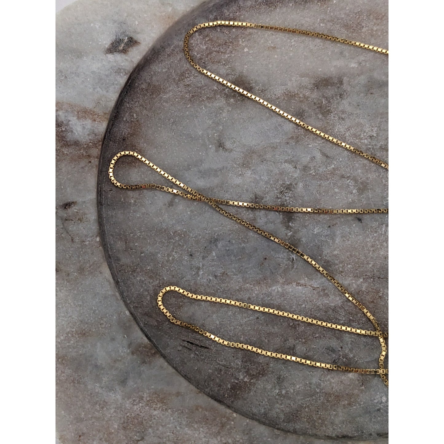 Vintage 14k Yellow Gold Box Chain Simple Necklace 24in