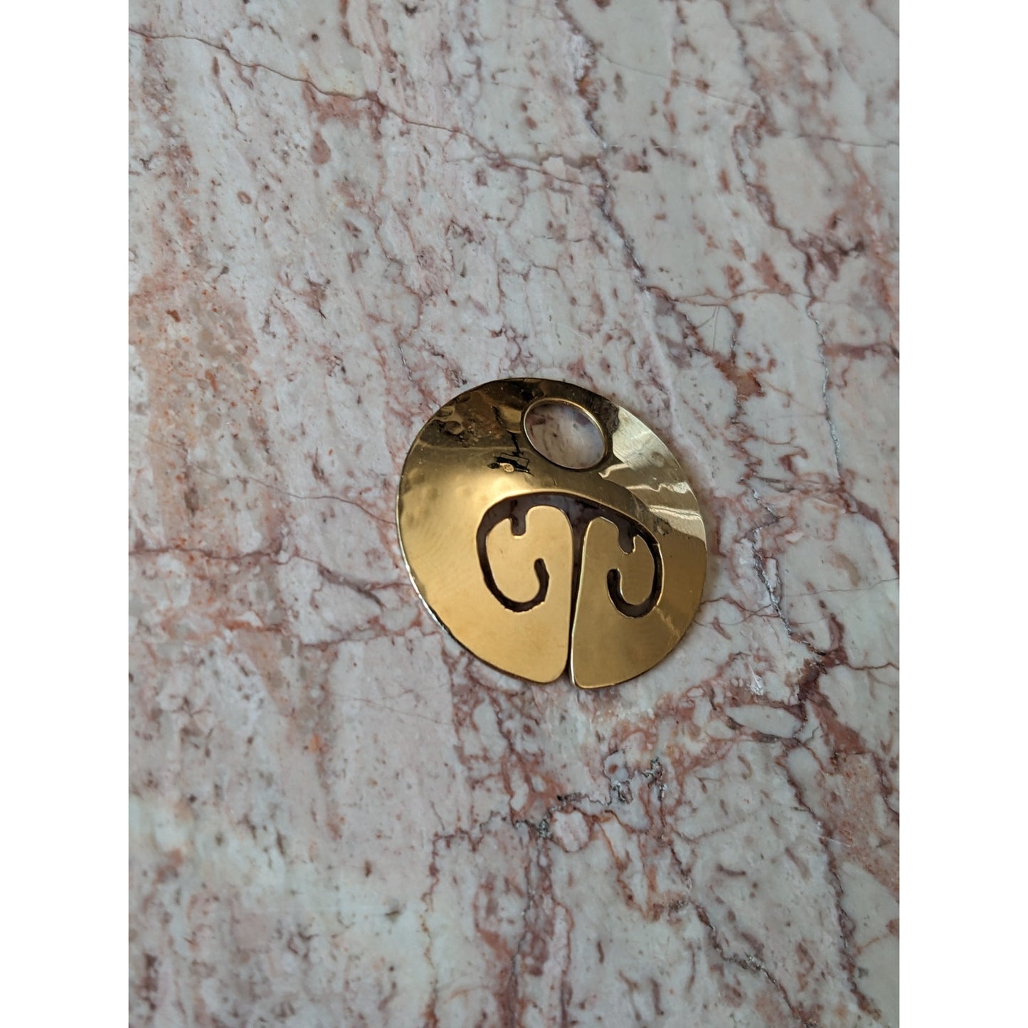 Vintage 14k Yellow Gold Modernist Medallion Cutout Pendant NO BAIL