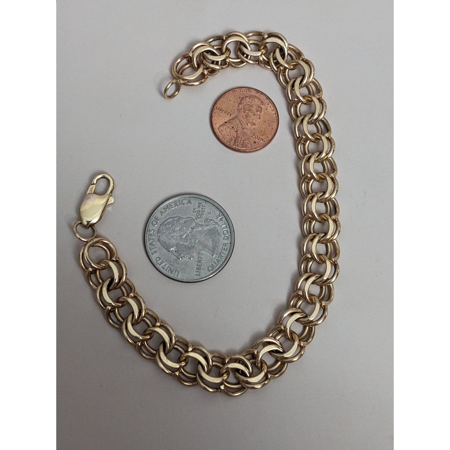 Vintage 14k Yellow Gold Hefty Double Curb Link Bracelet 8in ~26.4g