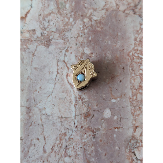 Vintage Unmarked 10k Gold Dainty Slider Charm with Faux Opal