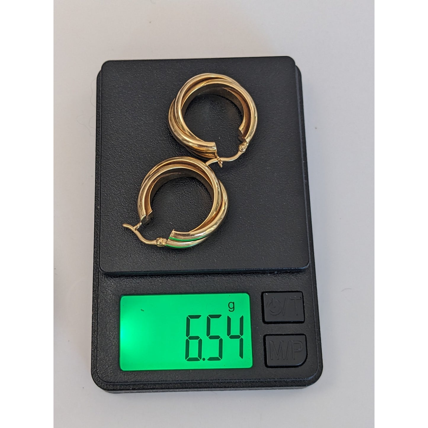 Estate 14k Yellow Gold Hollow Chunky Polished Triple Twist Gold Hoops