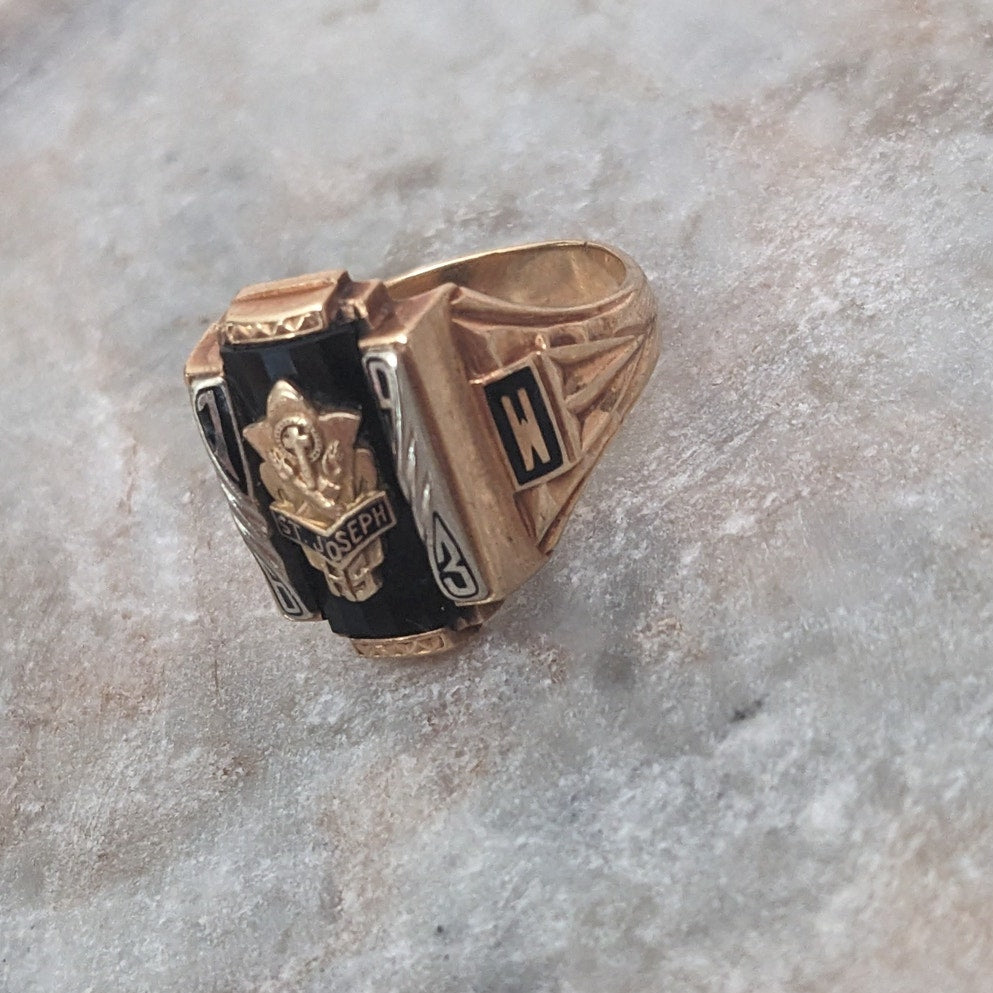 Vintage 10k Yellow Gold 1963 St Joseph Class Ring Size 9.25