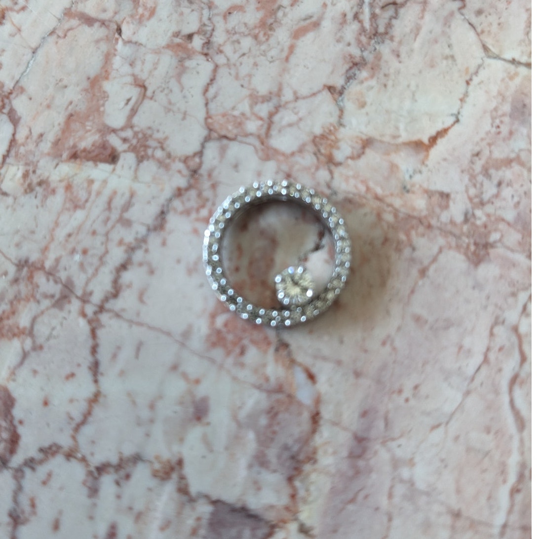 Estate 14k White Gold Circle of Life Pendant Natural Diamonds