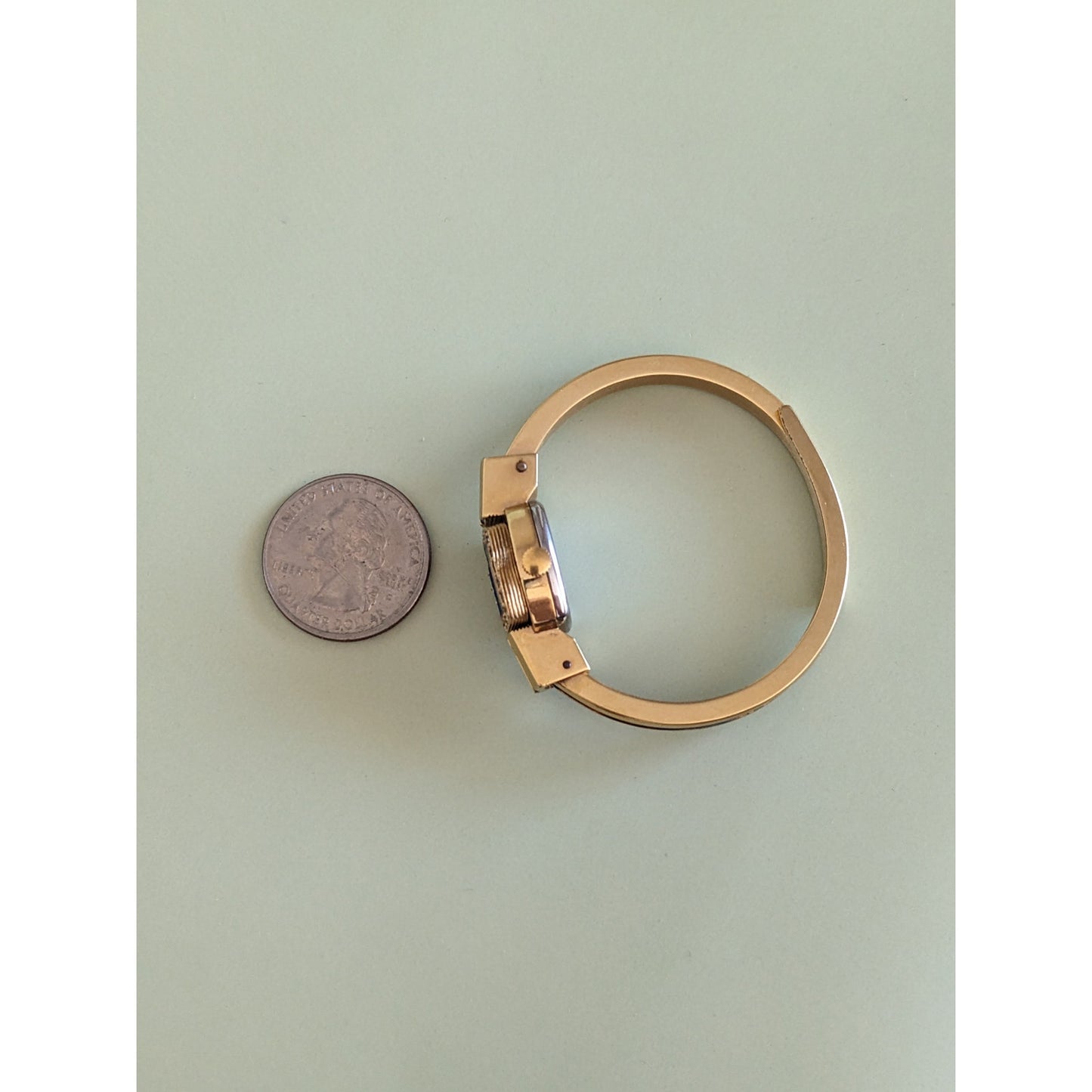 Vintage Chandler Gold Tone Metal with Blue Enamel Floral Watch