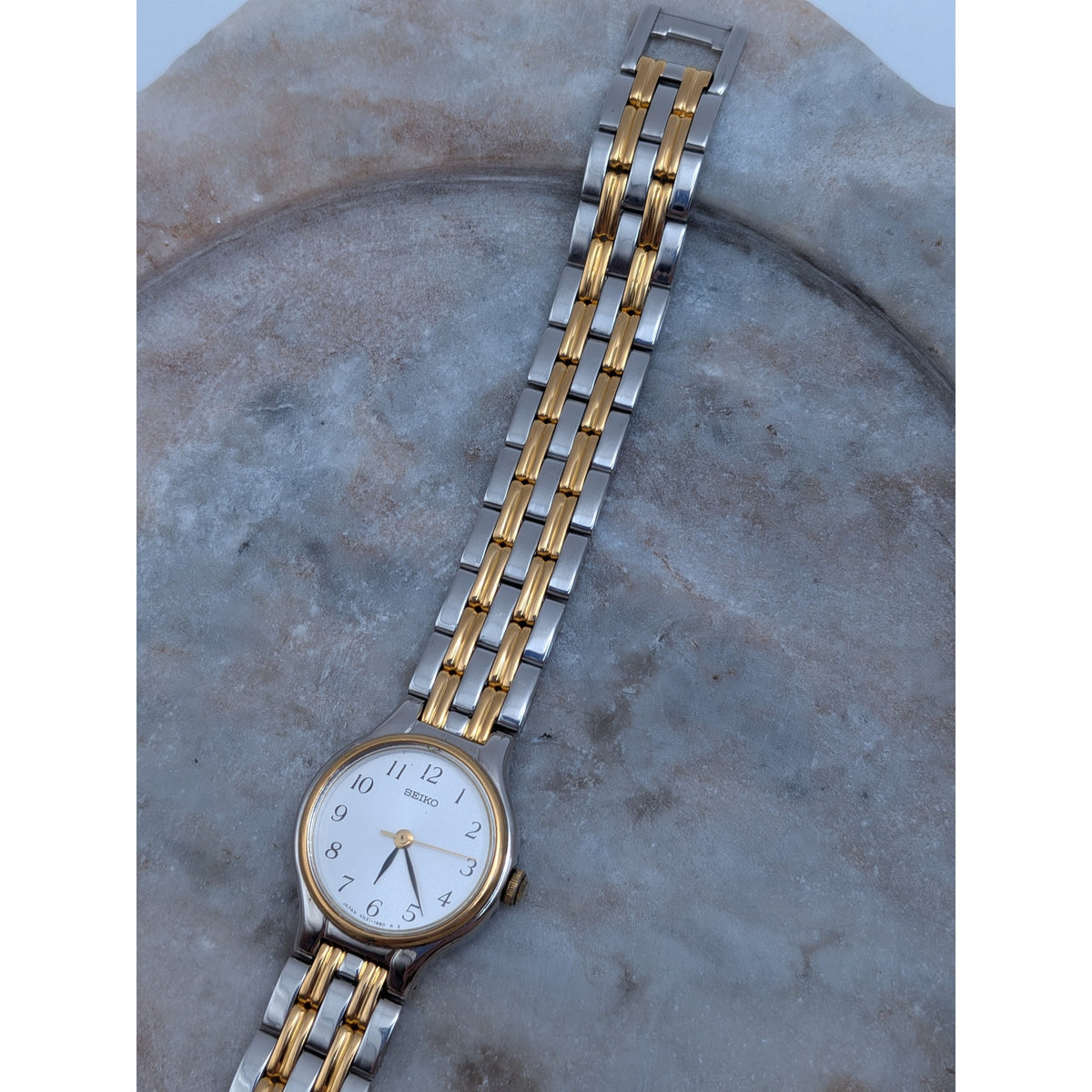 FLAW Vintage 1990s Seiko 4N21-0960 Two Tone Quartz Watch