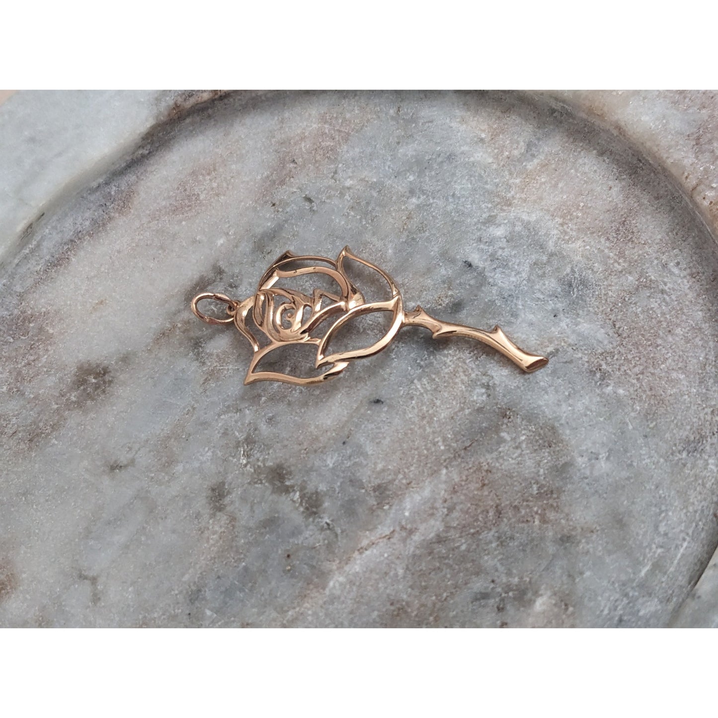 Vintage 14k Yellow Gold Rose Flower Cutout Pendant