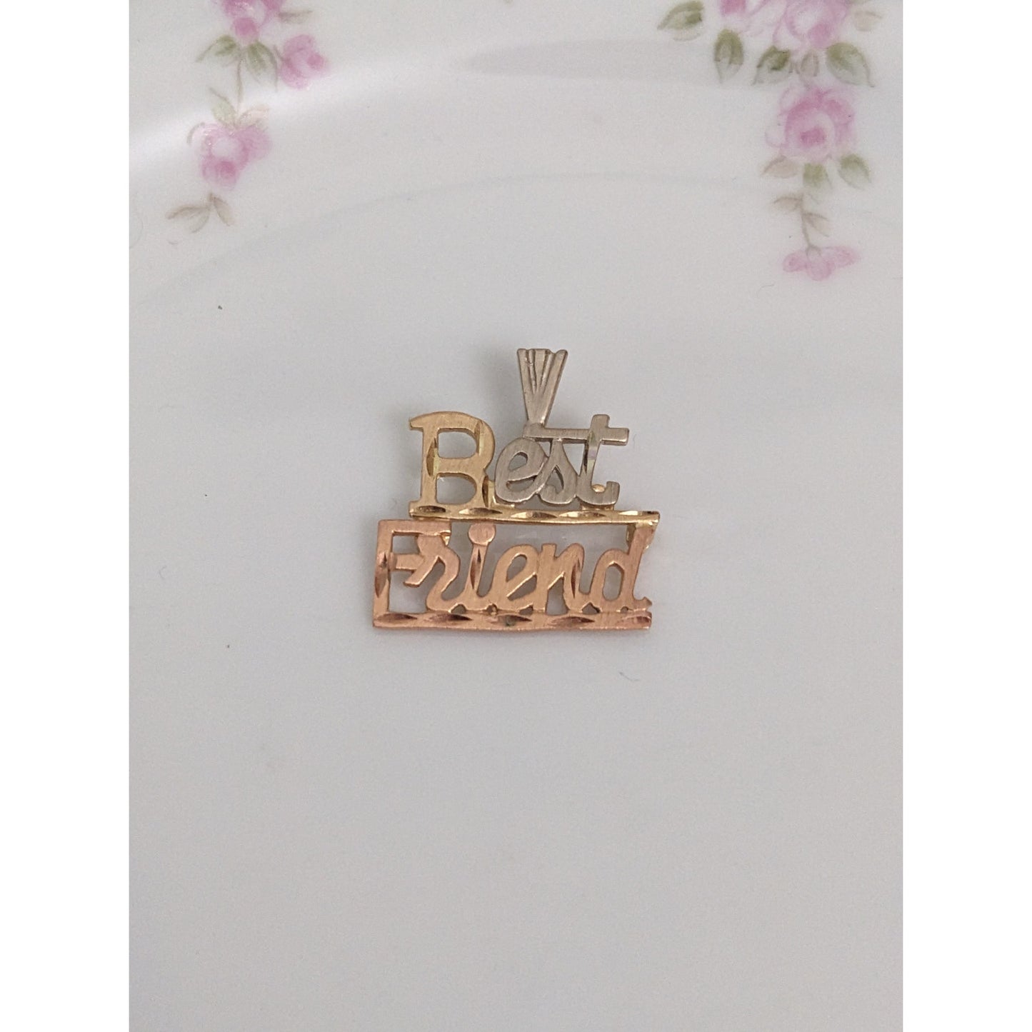 Vintage 14k Tri-Gold "Best Friend" Charm Pendant