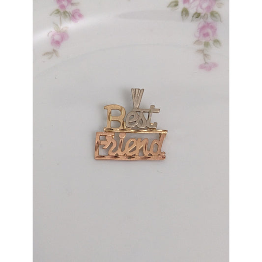 Vintage 14k Tri-Gold "Best Friend" Charm Pendant