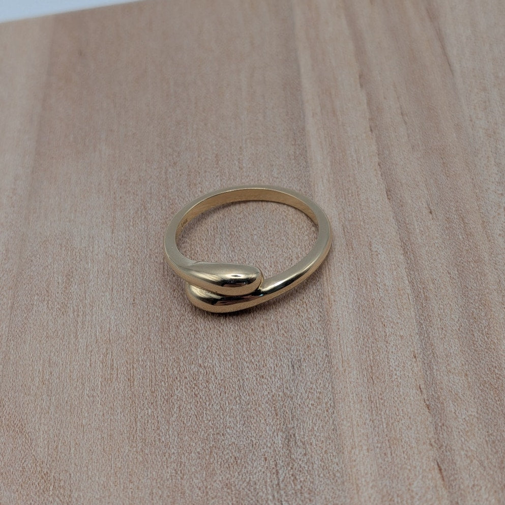 Estate 14k Yellow Gold Double Dome Teardrop Ring Size 6.5