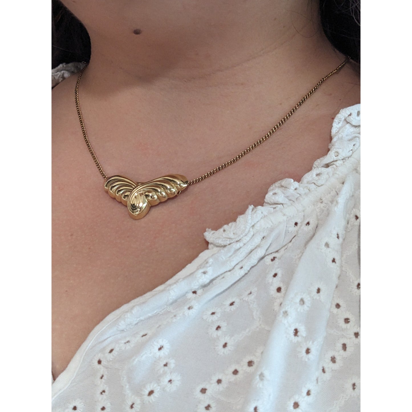 Vintage 14K Yellow Gold Angel Wing Slide Charm Pendant