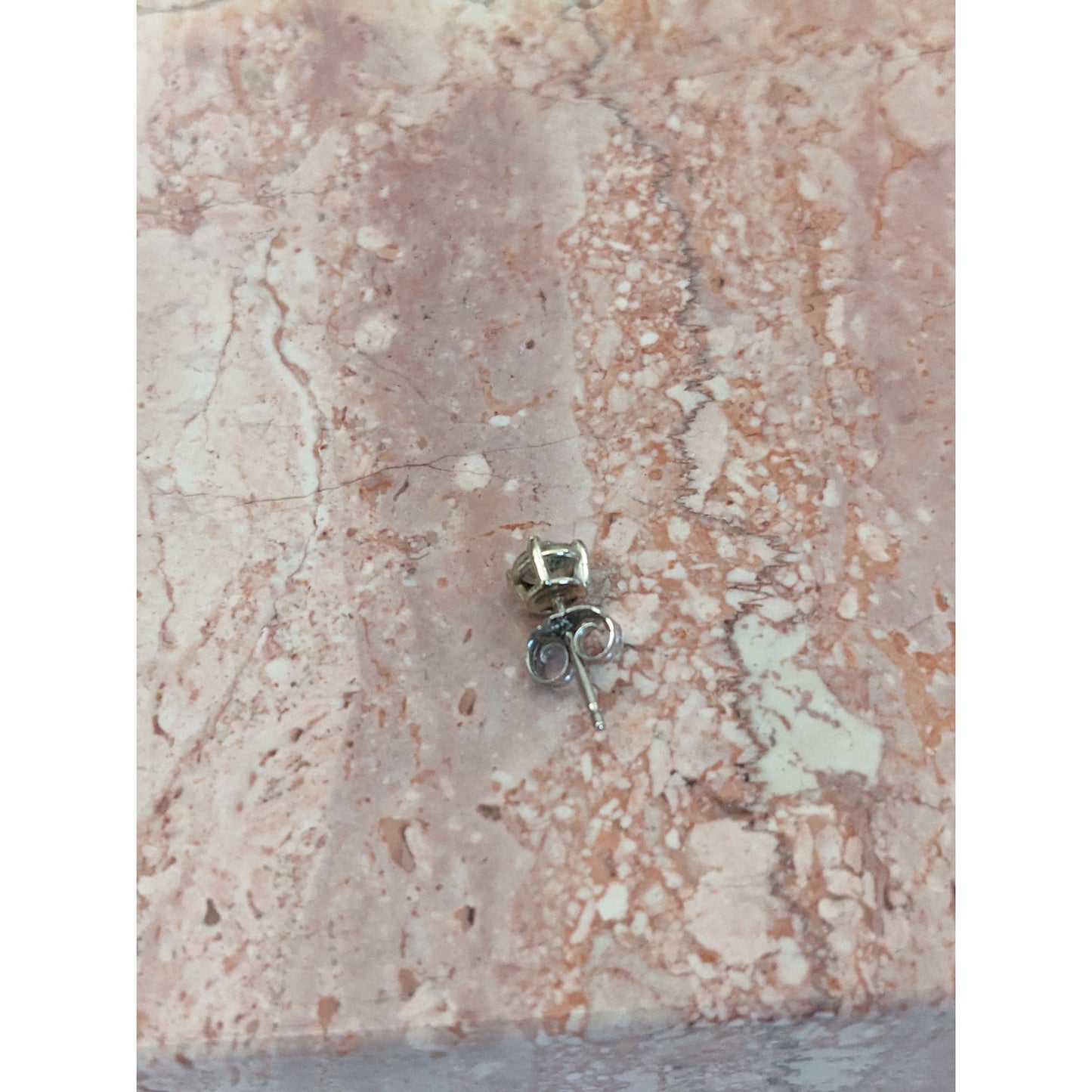 Estate 14k White Gold SINGLE PIECE Diamond Stud ~4mm