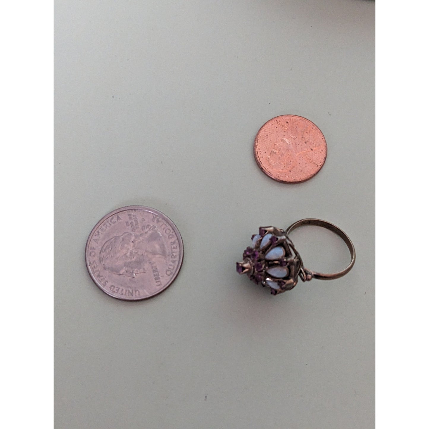 FLAW Vintage 10k Yellow Gold Thai Princess Harem Opal Cluster Ring Size 5.5US