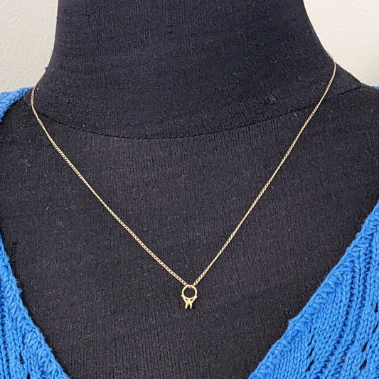 Vintage 14k Ultra Dainty Ring Charm with Necklace