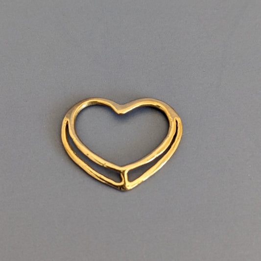Estate 14k Yellow Gold Floating Heart Slide Pendant Charm