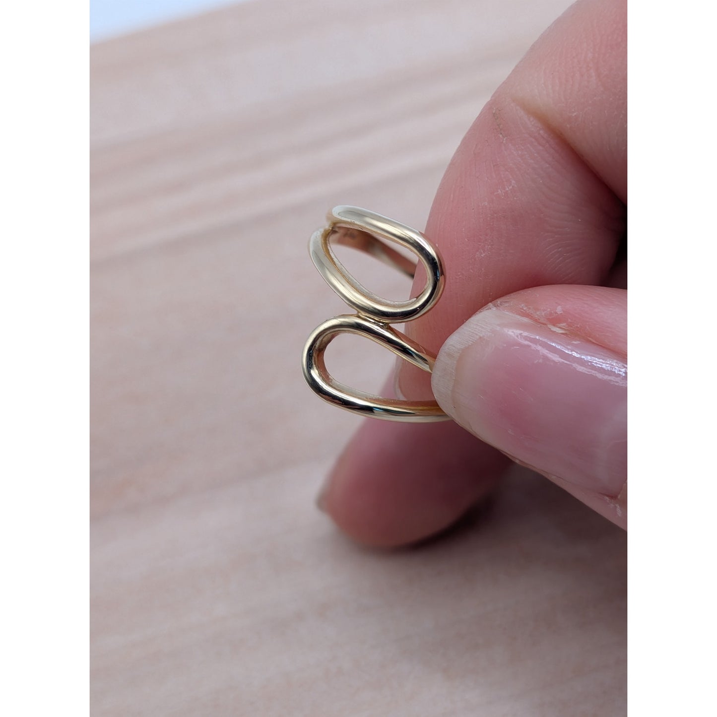 Estate 14k Yellow Gold Minimal Geometric Bypass Ring Size 6.75