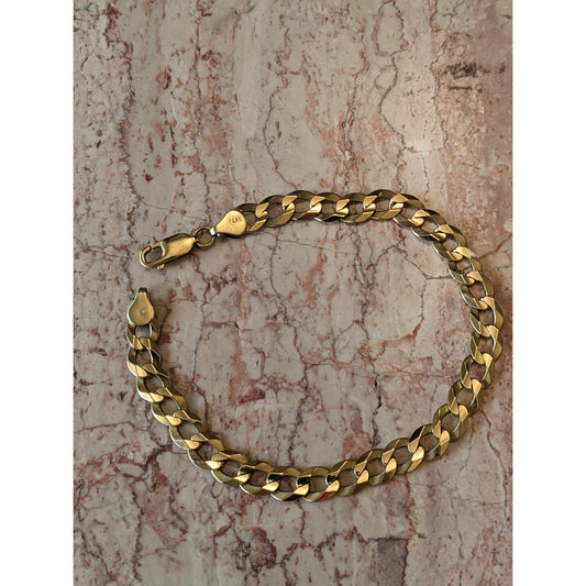 Estate 14k Yellow Gold Cuban Link Curb Bracelet 8.5in