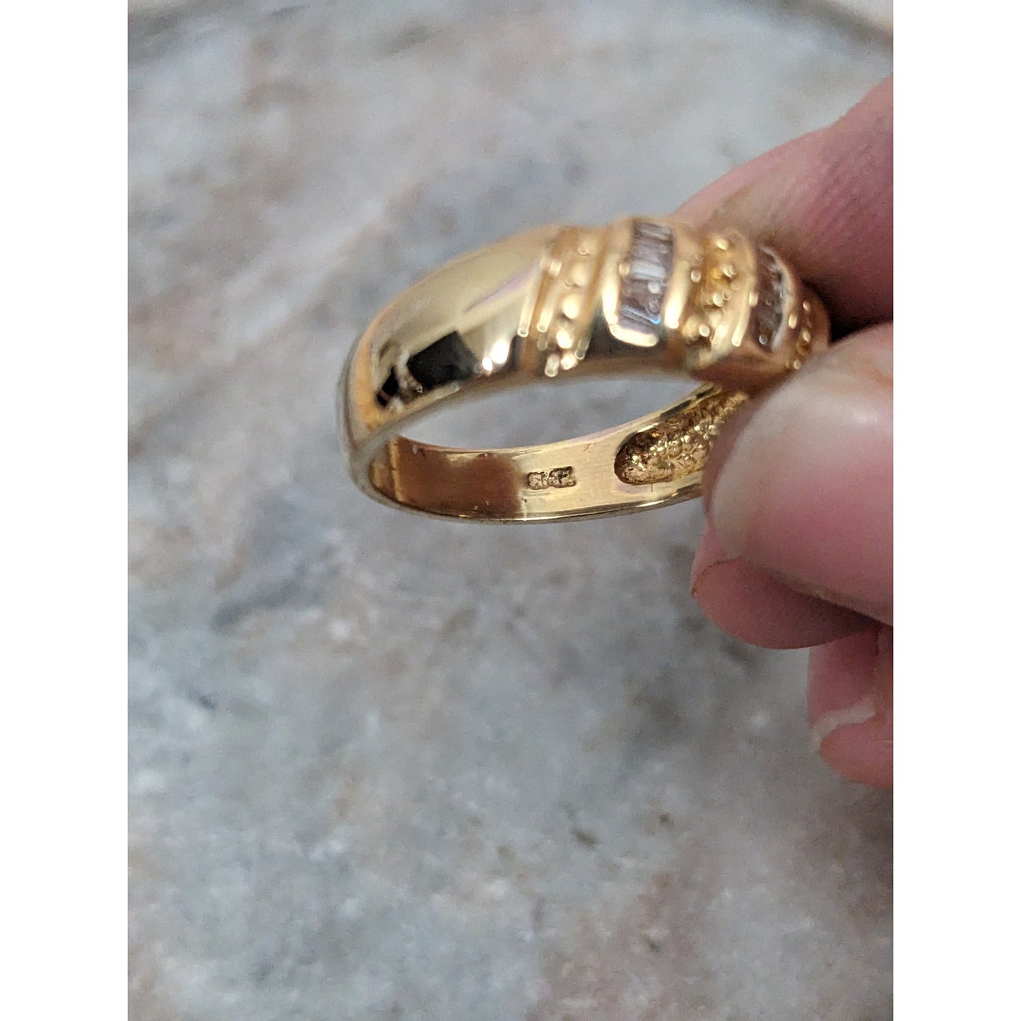Vintage 14k Yellow Gold Baguette Diamond Ring Size 9.25 US