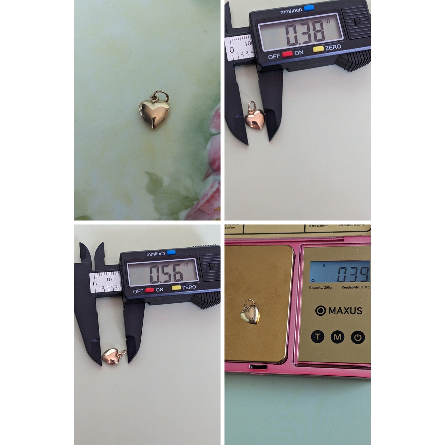 Vintage Unmarked 14k Solid Yellow Gold Dainty Mini Charm (Star, Ball, Heart)