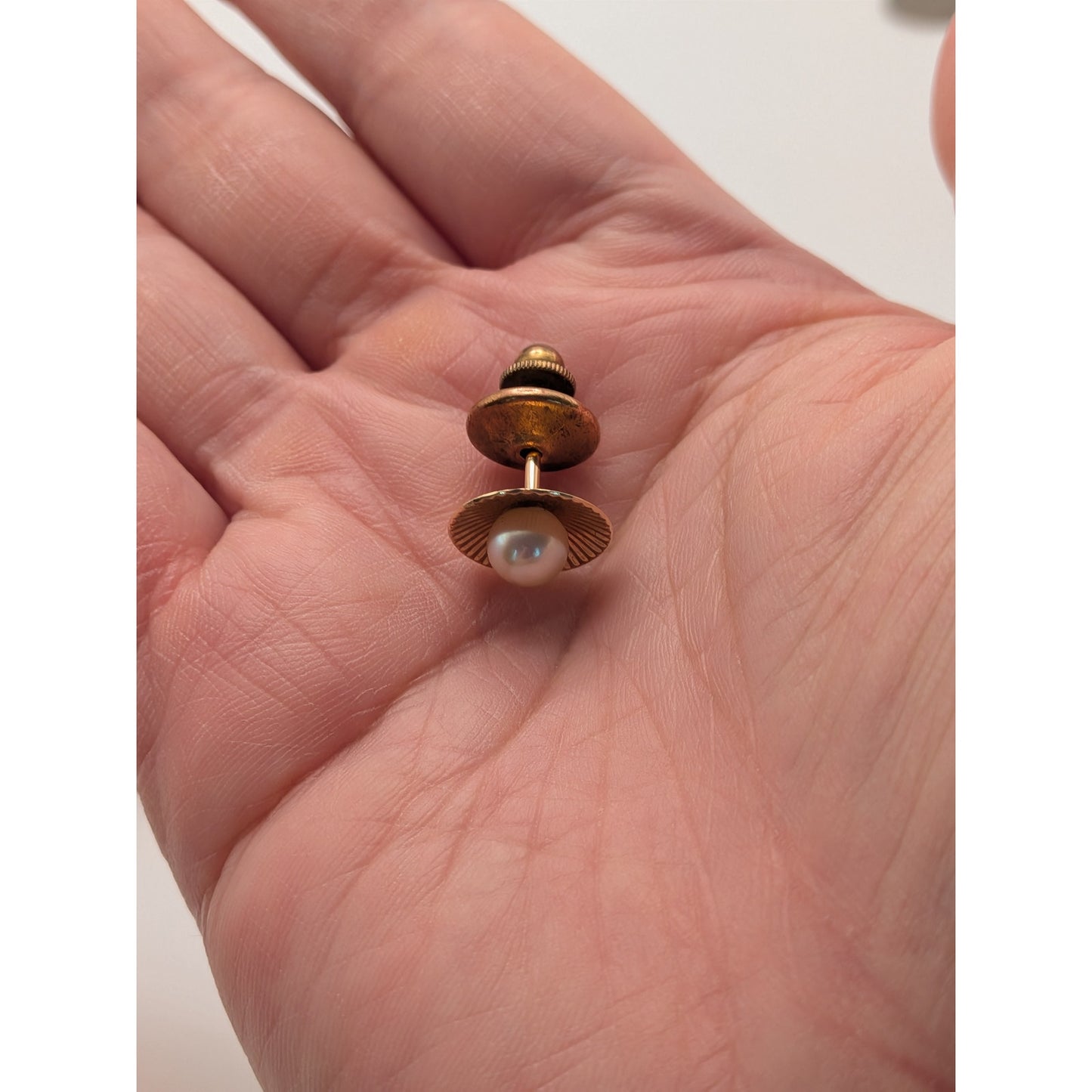 Vintage 14k Yellow Gold Pearl Sunburst Pin