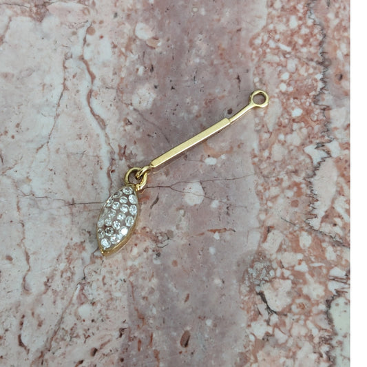 Vintage Unmarked 14k Yellow Gold Pave Diamond Teardrop Dangle Charm Finding 2