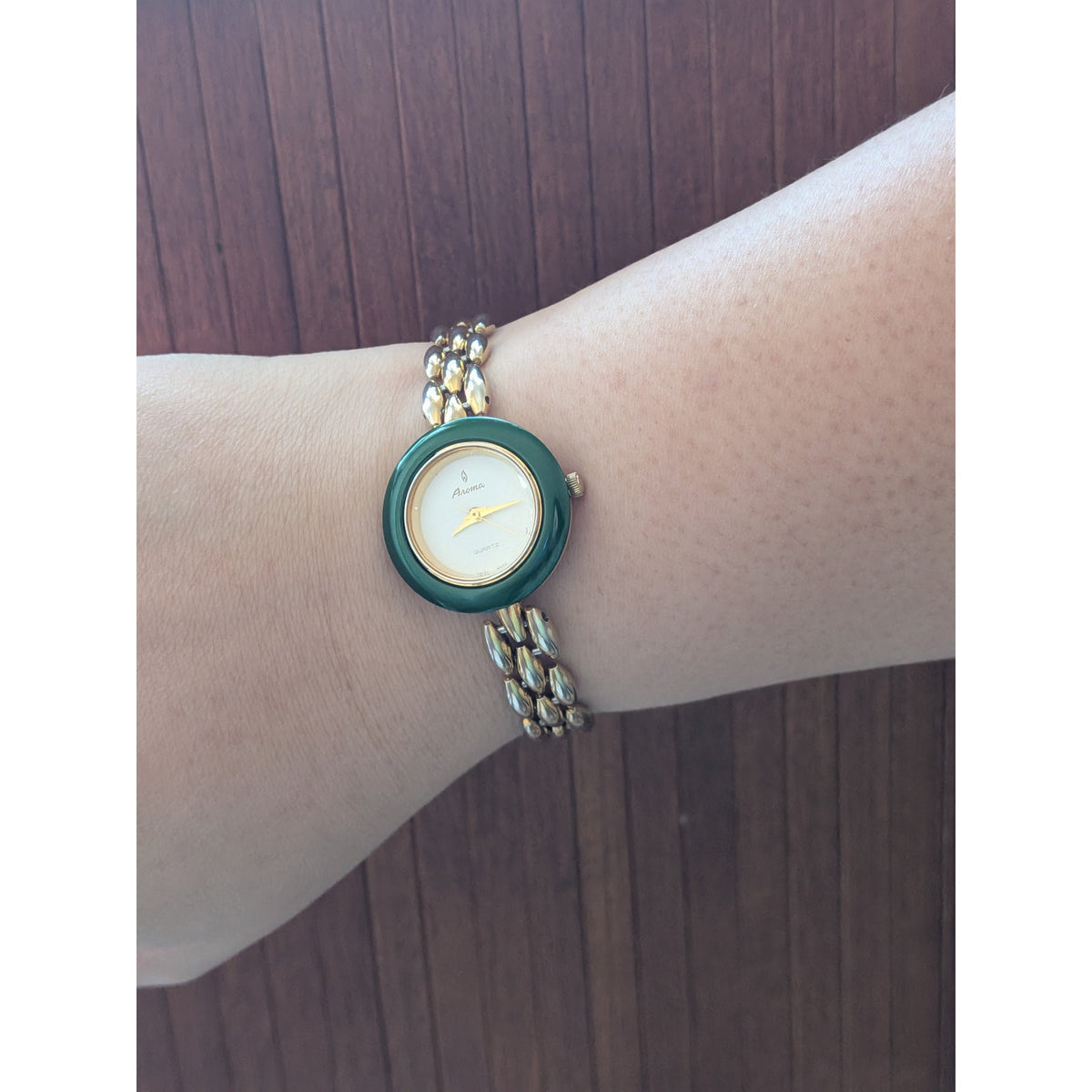 FLAW Vintage Aroma Gold Tone Bracelet Watch Interchangeable Bezels with Box